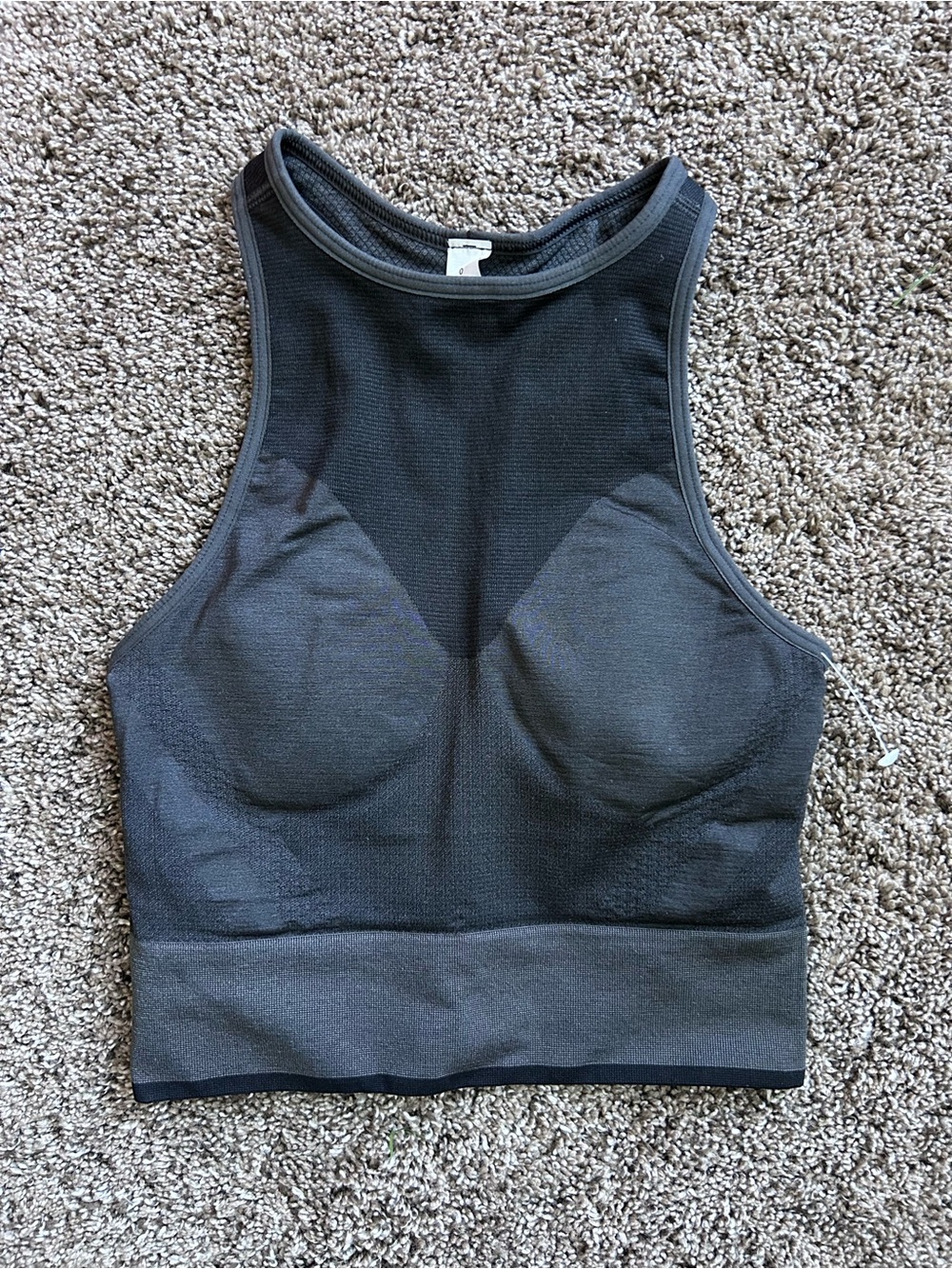 lululemon athletica Seamless Black High-Neck Cropped Sports Tank Size 0